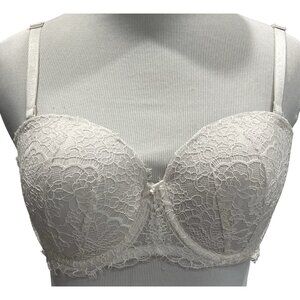 Victorias Secret White Lace Dream Angel Bra 34D Lined Multiway Underwire Cup